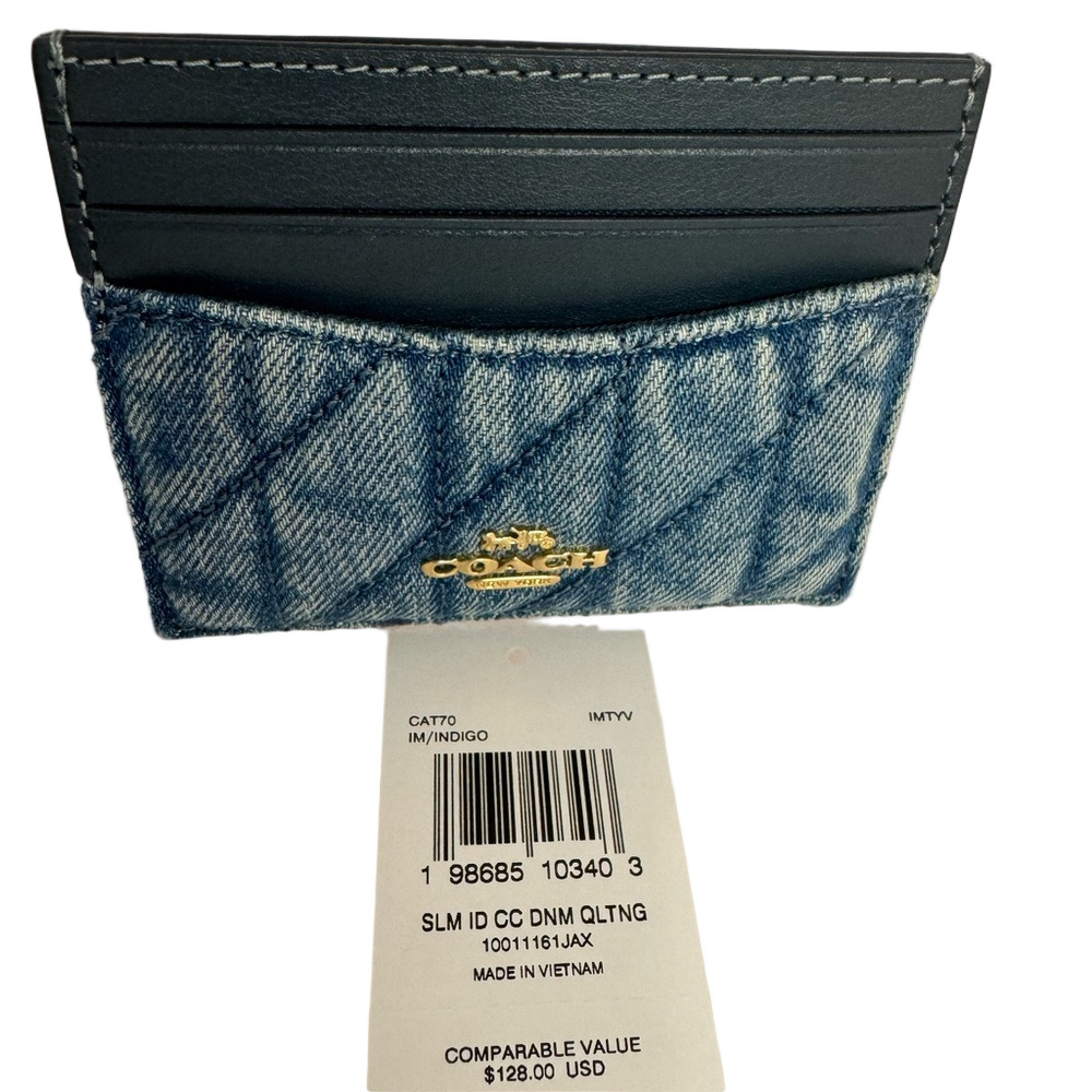 #233 Coach NWT Denim Quilting Slim ID Card Holder
